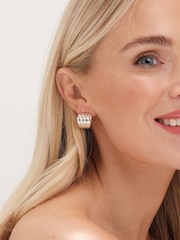 Jon Richard Silver Tone Ridge Stud Earrings - Image 2 of 3