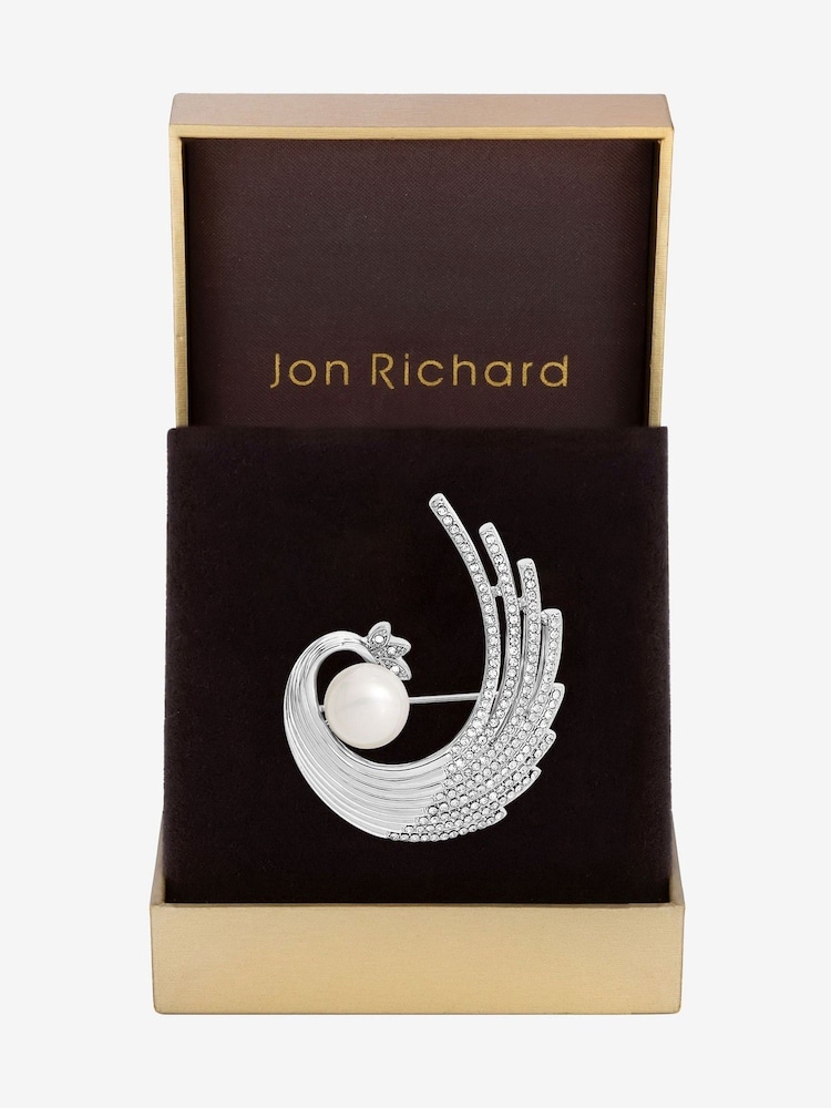 Jon Richard Crystal And Swirl Pearl Brooch Gift Boxes - صورة 1 من 2 Jon Richard Crystal And Swirl Pearl Brooch Gift Boxes - صورة 1 من 2