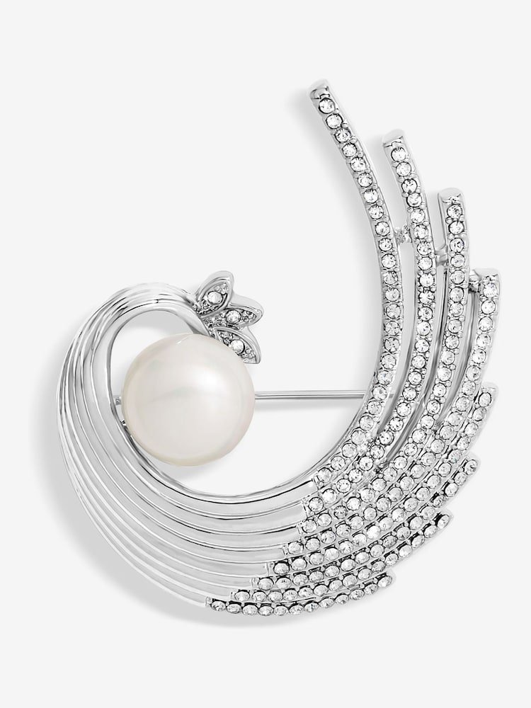 Jon Richard Silver Crystal And Swirl Pearl Brooch Gift Boxes - Image 2 of 2