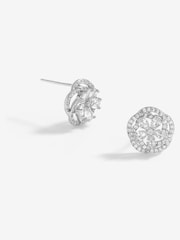 Jon Richard Silver Tone Cubic Zirconia Flower Stud Earrings - Image 1 of 3