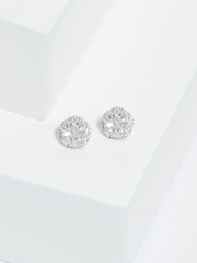 Jon Richard Silver Tone Cubic Zirconia Flower Stud Earrings - Image 2 of 3
