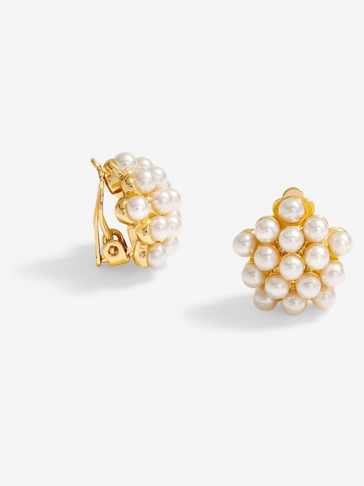 Jon Richard Gold Tone Clustered Pearl Earrings - Image 1 of 3 Jon Richard Gold Tone Clustered Pearl Earrings - Image 1 of 3