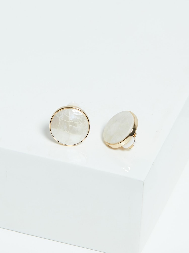 Jon Richard Gold Tone Shell Clip Earrings - Image 1 of 3