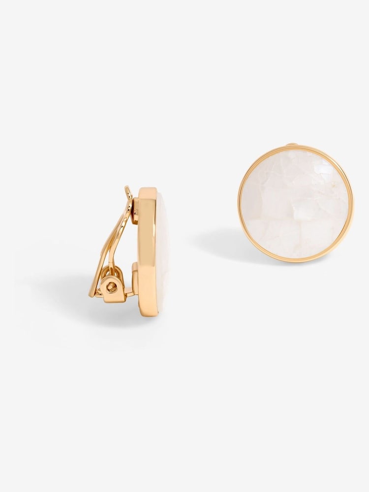 Jon Richard Gold Tone Shell Clip Earrings - Image 2 of 3