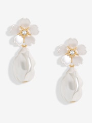 Jon Richard Silver Floral And Pearl Earrings - Image 1 of 3