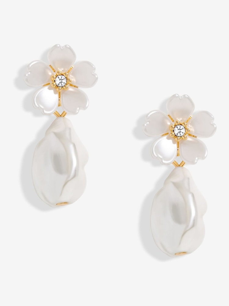 Jon Richard Silver Floral And Pearl Earrings - Image 1 of 3