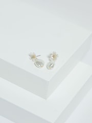 Jon Richard Silver Floral And Pearl Earrings - Image 2 of 3