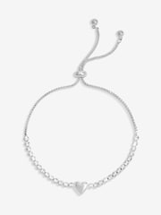 Jon Richard Silver Tone Polished Heart And Crystal Toggle Bracelet - Image 1 of 3