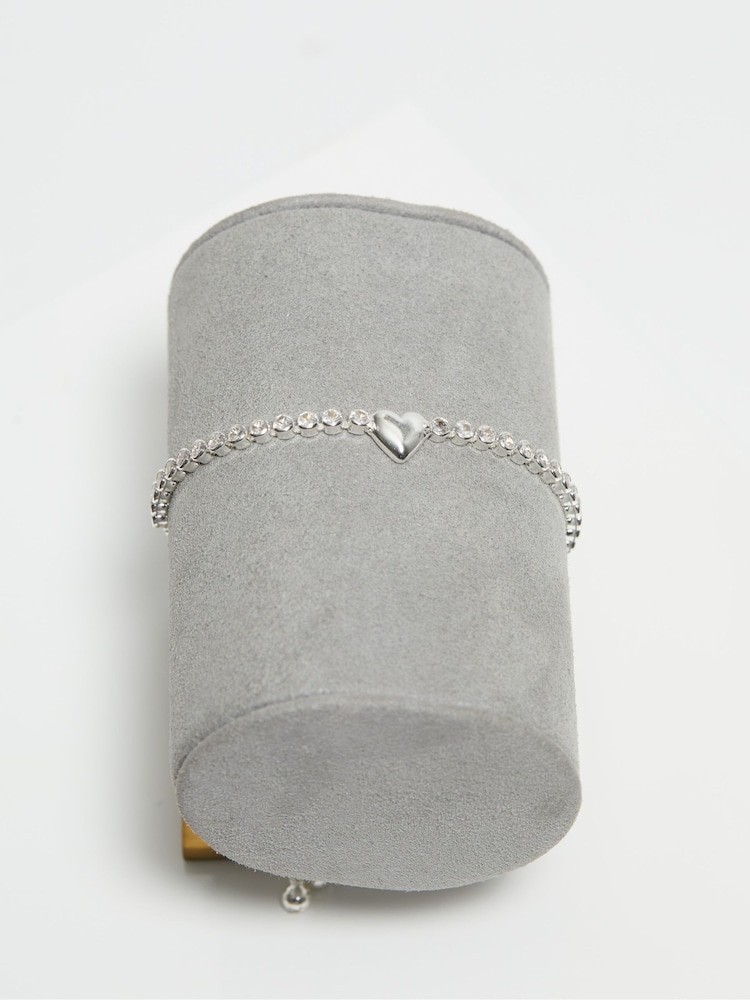 Jon Richard Silver Tone Polished Heart And Crystal Toggle Bracelet - Image 3 of 3