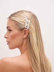 Jon Richard Silver Tone Graduated Pearl And Crystal Hair Clips 4 Pack - Image 2 of 3