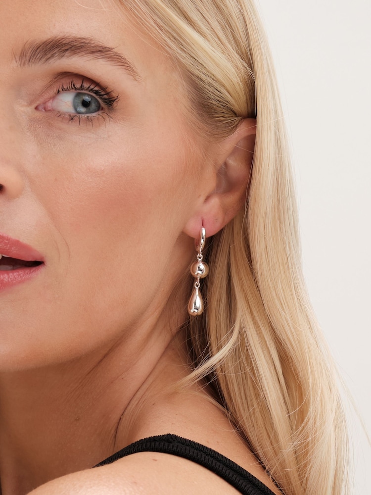 Jon Richard Silver Tone Orb And Teardrop Polished Earrings - Image 2 of 2 Jon Richard Silver Tone Orb And Teardrop Polished Earrings - Image 2 of 2