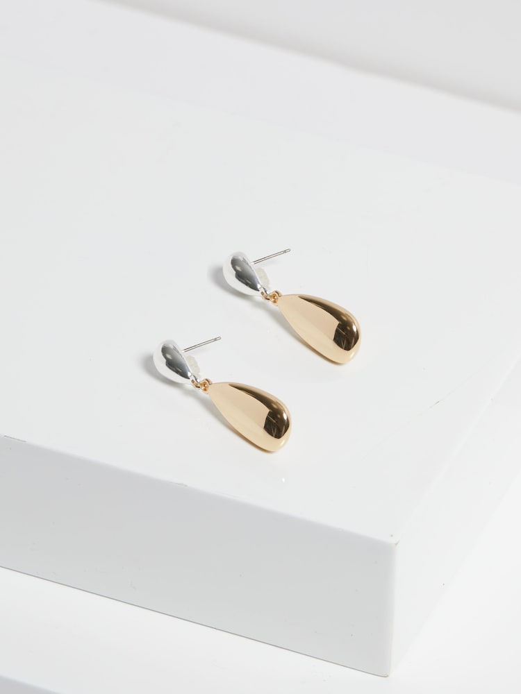 Jon Richard Metallic Tone Polished Drop Earrings - Image 1 of 4