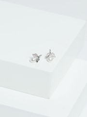 Jon Richard Silver Tone Leaf Cubic Zirconia And Pearl Earrings - Image 4 of 4