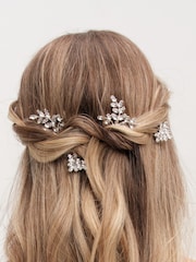 Jon Richard Silver Crystal Hair Pins 4 Pack - Image 2 of 3
