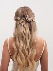 Jon Richard Silver Crystal Hair Pins 4 Pack - Image 3 of 3