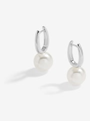 Jon Richard Silver Tone Hoop Pearl Earrings - Image 1 of 3