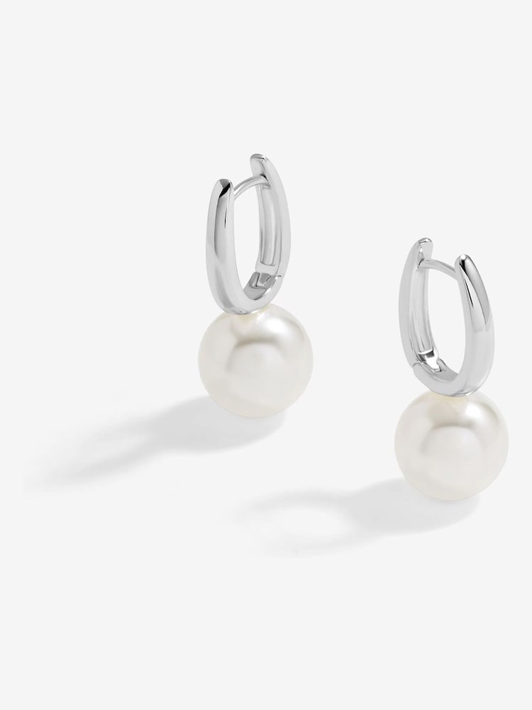 Jon Richard Silver Tone Hoop Pearl Earrings - Image 1 of 3