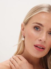 Jon Richard Silver Tone Hoop Pearl Earrings - Image 2 of 3