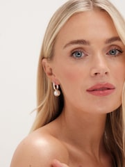 Jon Richard Silver Tone Hoop Pearl Earrings - Image 3 of 3