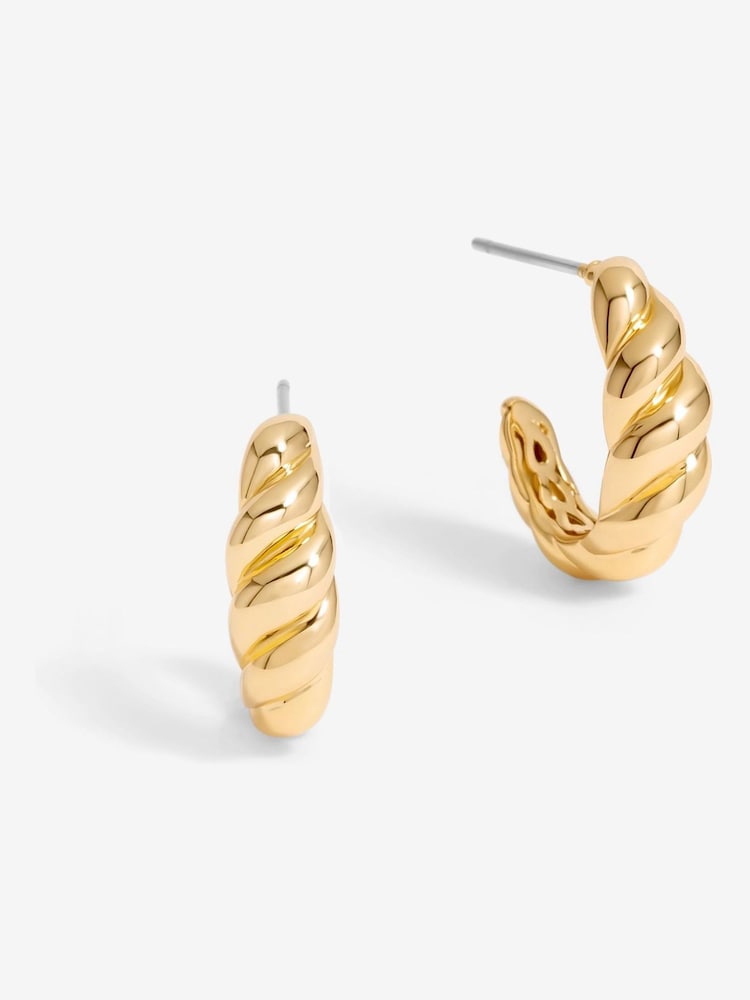 Jon Richard Gold Tone Mini Ridge Hoop Earrings - Image 1 of 3