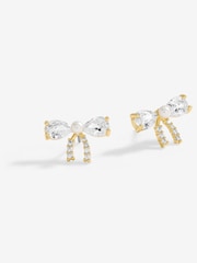 Jon Richard Gold Tone Cubic Zirconia And Pearl Bow Earrings - Image 1 of 1