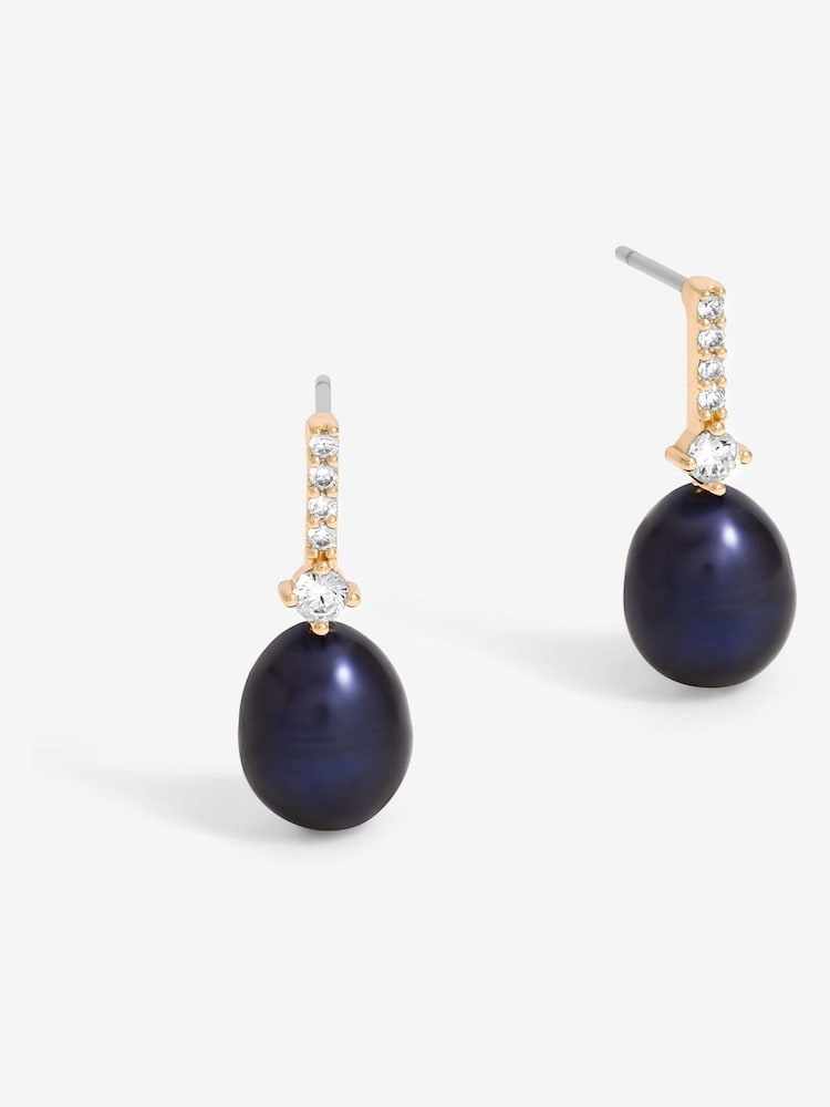 Jon Richard Gold Tone Cubic Zirconia And Pearl Stick Earrings - Image 1 of 3