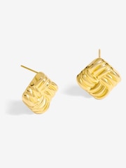 Jon Richard Gold Tone Square Ridge Earrings - Image 1 of 1