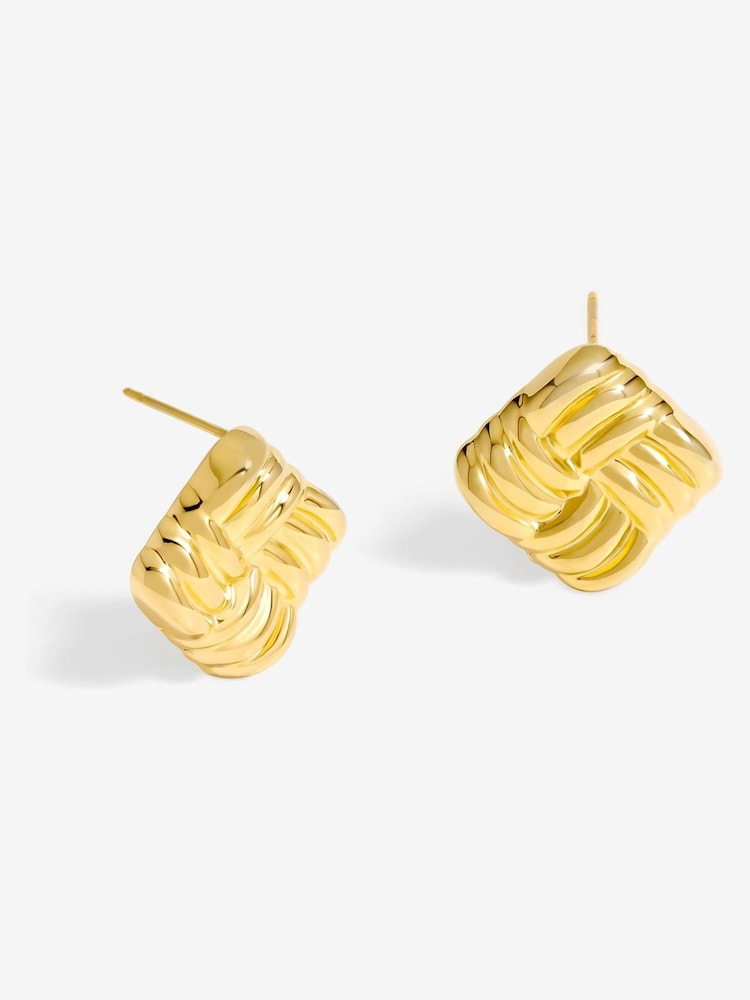 Jon Richard Gold Tone Square Ridge Earrings - Image 1 of 1