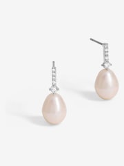 Jon Richard Silver Tone Cubic Zirconia And Pearl Stick Earrings - Image 1 of 3