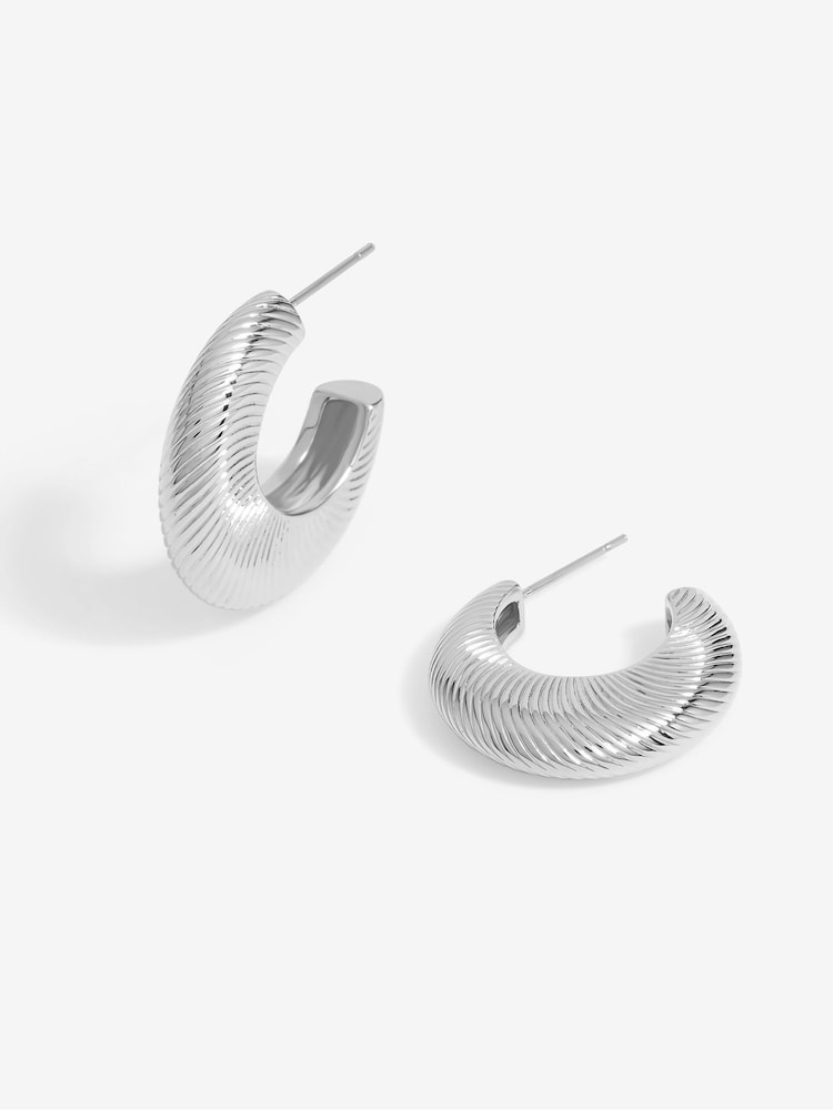 Jon Richard Silver Tone Diamond Cut Hoop Earrings - Image 1 of 1