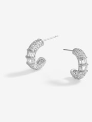 Jon Richard Silver Tone Cubic Zirconia Micro Pave Mini Hoop Earrings - Image 1 of 3