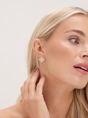 Jon Richard Gold Tone Pave Clover Stud Earrings - Image 5 of 5