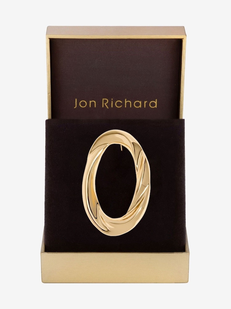 Jon Richard Gold Tone Open Polished Twist Gift Boxed Brooch - Image 1 of 4