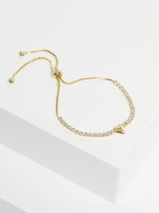 Jon Richard Gold Tone Polsihed Heart And Crystal Toggle Bracelet - Image 1 of 3