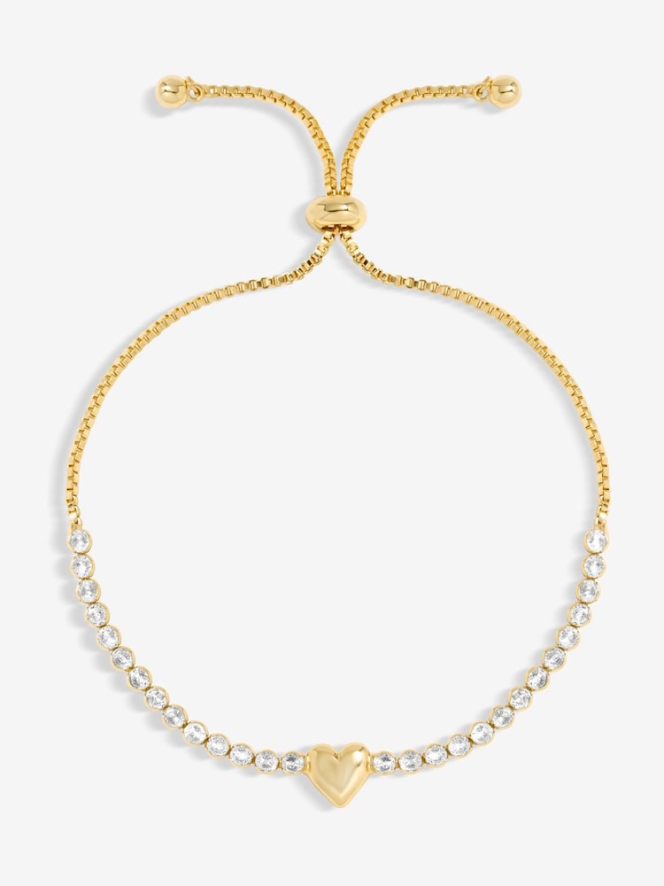 Jon Richard Gold Tone Polsihed Heart And Crystal Toggle Bracelet - Image 2 of 3