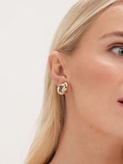 Jon Richard Metallic Two Tone Knot Stud Earrings - Image 2 of 3