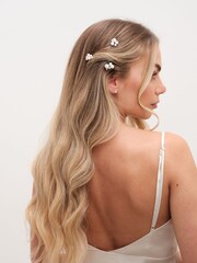 Jon Richard Silver Graduated Pearl Hair Slides 6 Pack - Image 4 of 4