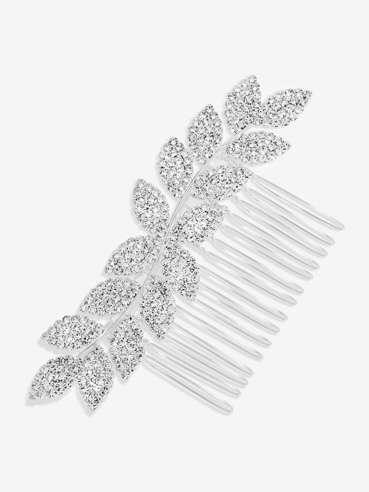 Jon Richard Silver Crystal Leaf Comb - Image 1 of 3