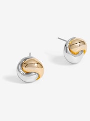 Jon Richard Metallic Two Tone Knot Stud Earrings - Image 1 of 3