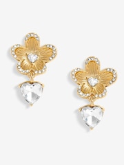 Jon Richard Gold Tone Floral And Cubic Zirconia Earrings - Image 1 of 1