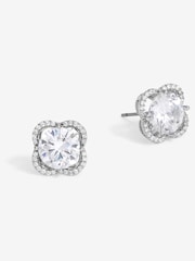 Jon Richard Silver Tone Rhodium Cubic Zirconia And Pave Stud Earrings - Image 1 of 3