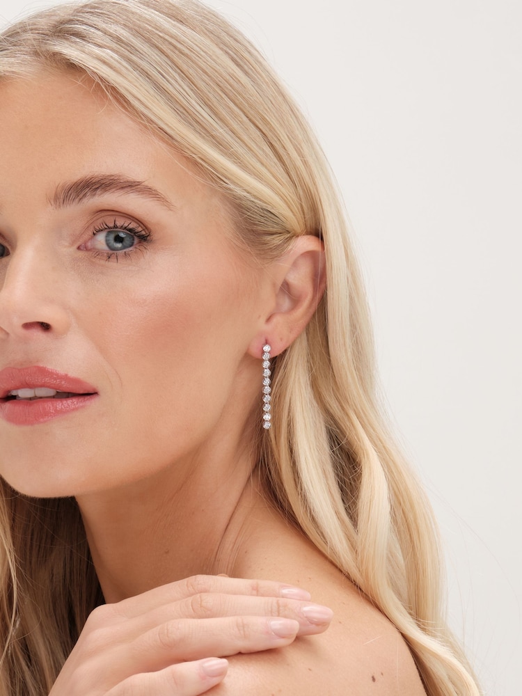 Jon Richard Silver Tone Rhodium Cubic Zirconia And Pave Stud Earrings - Image 3 of 3
