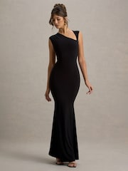 Club L London Black Tegan Asymmetric Cut-Out Maxi Dress - Image 3 of 5