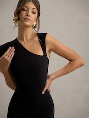 Club L London Black Tegan Asymmetric Cut-Out Maxi Dress - Image 4 of 5