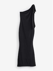 Club L London Black Donata Asymmetric Maxi Dress With Bow Strap - Image 7 of 7
