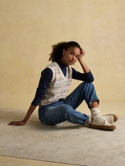 Amy Navy Long Sleeve High Neck Jersey Top - Image 7 of 8