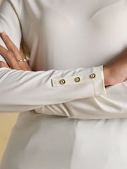 Amy Cream Long Sleeve High Neck Jersey Top - Image 5 of 7
