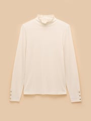 Amy Cream Long Sleeve High Neck Jersey Top - Image 7 of 7