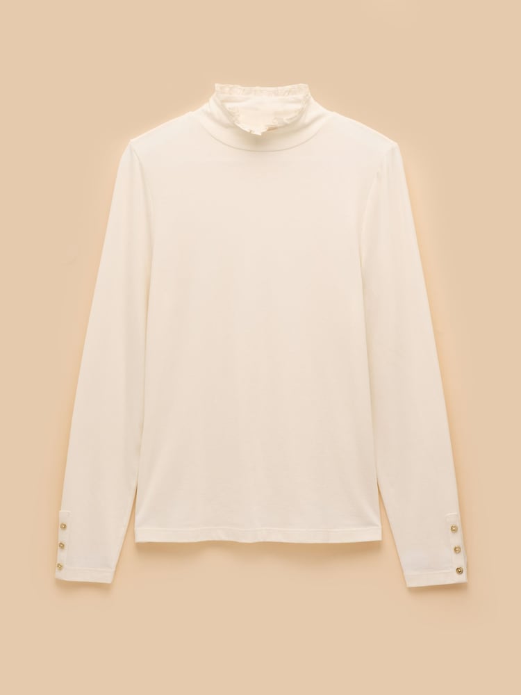 Amy Cream Long Sleeve High Neck Jersey Top - Image 7 of 7
