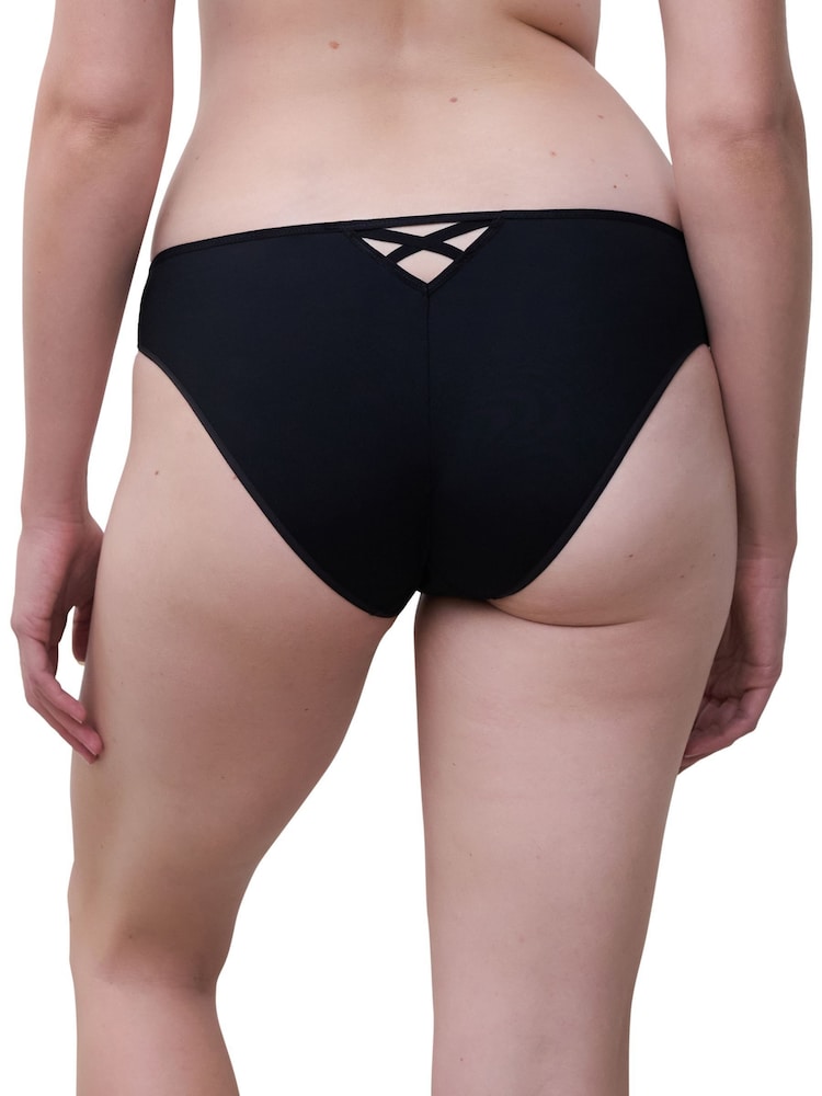 Chantelle Lush Daisy Brazilian Black Briefs - Image 2 of 3 Chantelle Lush Daisy Brazilian Black Briefs - Image 2 of 3